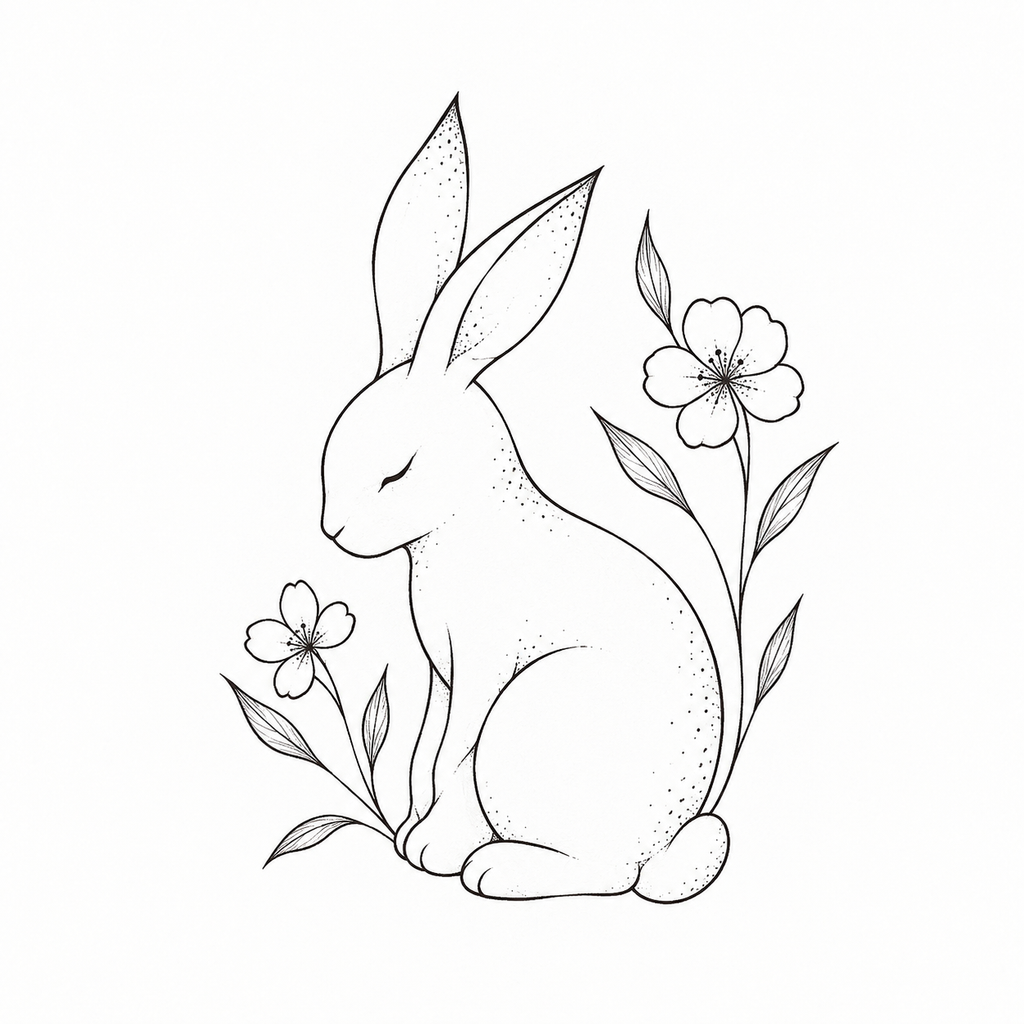 Rabbit with Flowers
